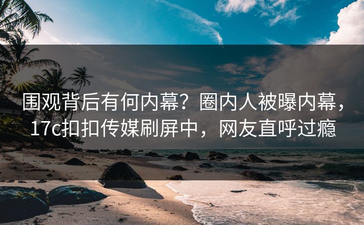 围观背后有何内幕？圈内人被曝内幕，17c扣扣传媒刷屏中，网友直呼过瘾