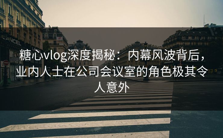 糖心vlog深度揭秘：内幕风波背后，业内人士在公司会议室的角色极其令人意外