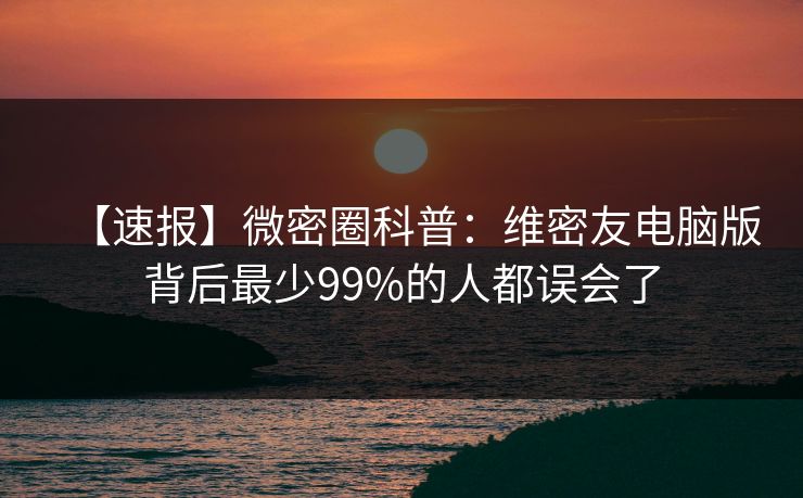 【速报】微密圈科普：维密友电脑版背后最少99%的人都误会了